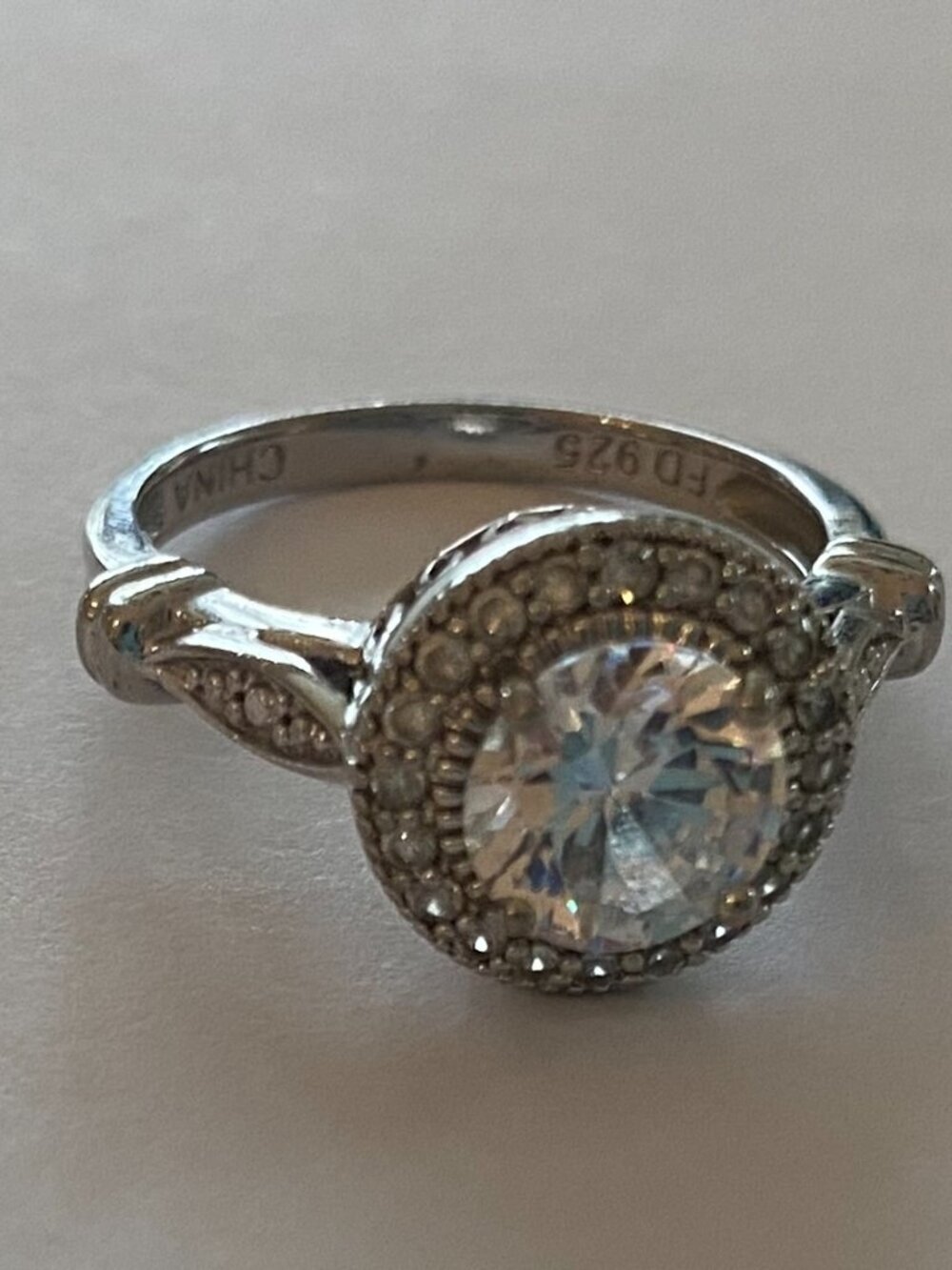 Sterling silver round cut halo 2 ct cz cubic zirconia ring, sz 7